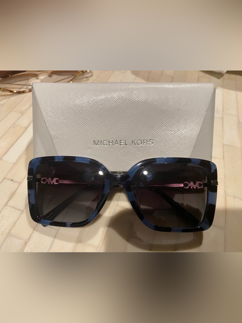 MK Blue and Black Square Sunglasses NWOT Castellina